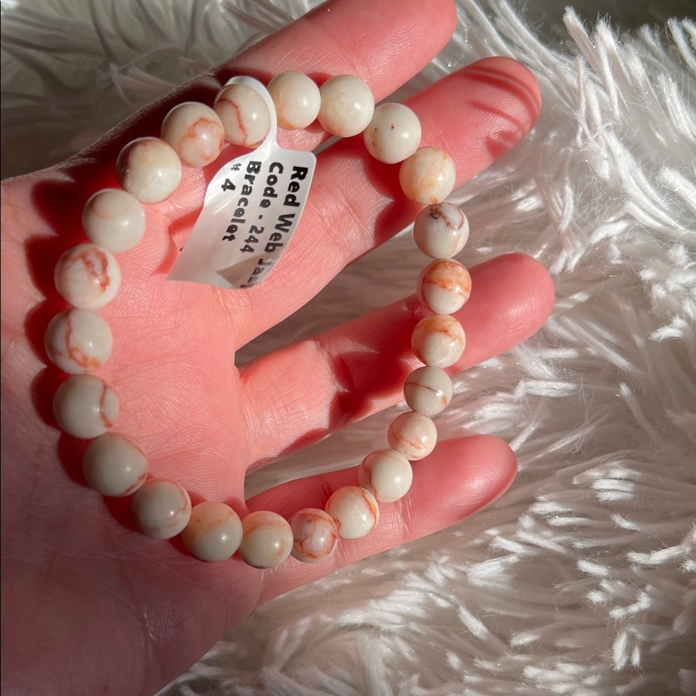 NWT Natural Red Web Jasper Bead Bracelet - Picture 3 of 11
